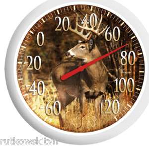 Taylor Round 13.25 Inch Outdoor Country Deer Dial Thermometer 