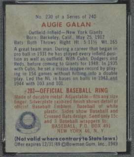 1949 Bowman 230 Augie Galan PSA 5 (1368)  