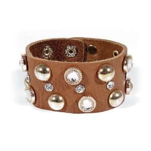 Glam Rock Leather Bracelet   CAMEL