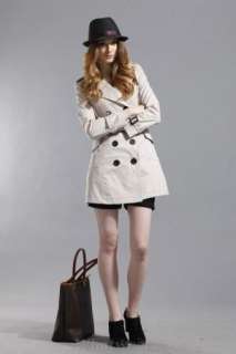 Womens Double Breasted Trench Coat/Jacket Beige Z07  