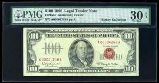 1966 $100 Legal Fr. 1550 PMG Net 30 Low Serial A00004248A #6  