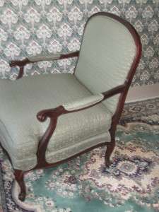   Beaumont Oversized Wood Trimmed Green Upholstered Chair 7121  
