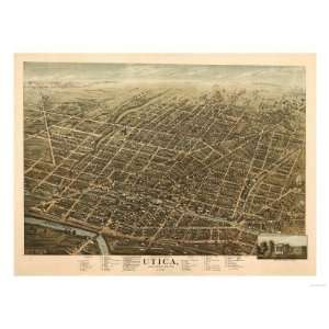  Utica, New York   Panoramic Map Premium Poster Print 