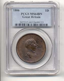 1806 PCGS MS64BN Great Britain 1D WONDER COIN  