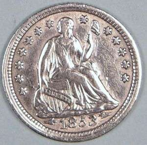 1853 SEATED LIBERTY HALF DIME , EM 751  