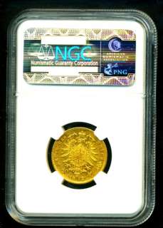1872 A GERMANY PRUSSIA GOLD COIN 20 MARK * NGC RARE GEM  