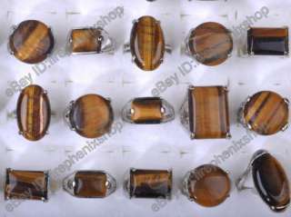 Wholesale mix lots 25 tiger eye stones silver p jewelry Rings free 
