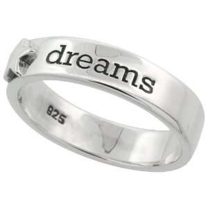  Sterling Silver Flawless Quality DREAMS Ring Band w/ Teeny 