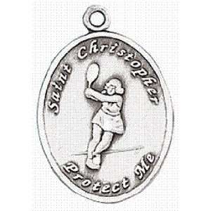  Womens Tennis Medal   Sterling Silver with 18 Inch Chain 