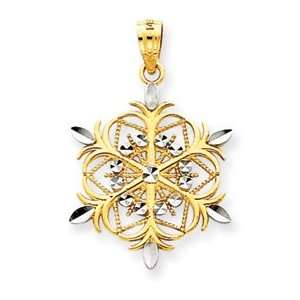   Rhodium Snowflake Pendant   Measures 26.8x17.5mm   JewelryWeb Jewelry