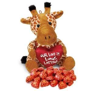 Our Love Is Long Lasting Giraffe with Chocolate Hearts:  