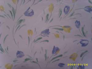 DOUBLE ROLLS(165sq ft)blue & yellow brushstroke tulip on silverwhite 