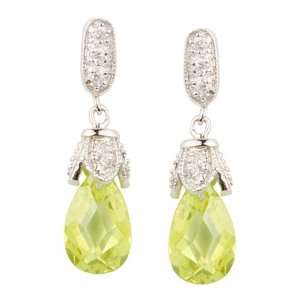   925 Key Lime Drop Peridot CZ Sterling Silver Earrings: Willow Company