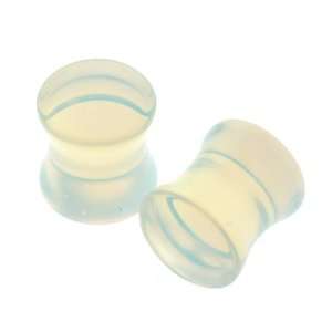 Opalite Stone Double Flare Plugs   5/8 (11mm)   Sold as a Pair