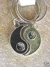 Yin Yang Ying Yan Black Silver Keyring Key Fob Vintage