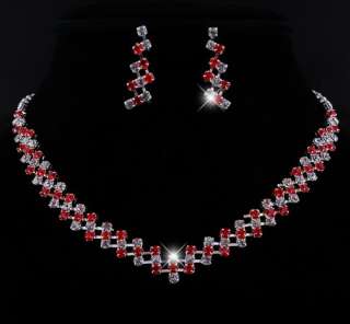 trendy good rhinestone choker red jewelry 1set W22992  