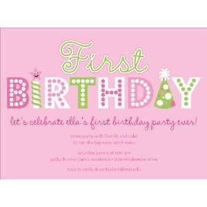  First Birthday Words Pink Invitations: Everything Else