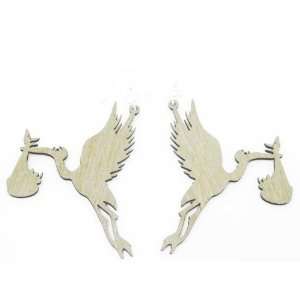  Natural Wood Stork with Baby Wooden Earrings: GTJ: Jewelry