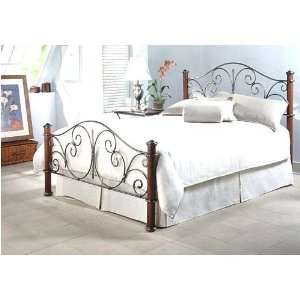   Metal & Cocoa Walnut Wood Finish Queen Size Bed