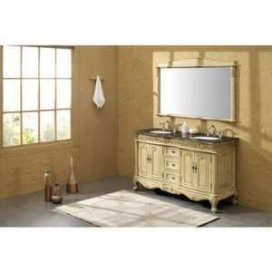  Traditional Double Sink Bathroom Vanity with Baltic Brown Countertop