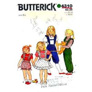  Butterick 4310 Vintage Sewing Pattern Girls Overalls 