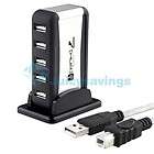   Silver 7 Port Compact High Speed Stand USB Hub w/USB Extension Cable