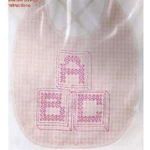  Bib Kit   Pink Gingham with ABC Cross Stitch Design: Everything Else