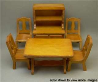 pc Vintage Grand Rapids Furniture Co. Wood Dollhouse Table Chair 