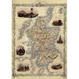  1800S SCOTLAND EDINBURGH PERTH ABERDEEN MAP VINTAGE 