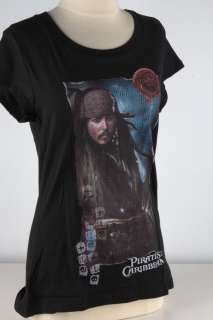   Black Pirates of the Caribbean Jack Sparrow Red Seal Tee 2444  