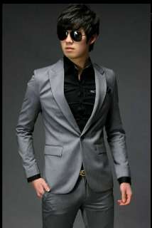 2011 New Korean Mens Slim Fit Suit Dress Vest Gray 2456  