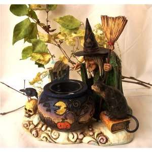  Jim Shore Witchs Cauldron Candle Holder Figurine: Home 