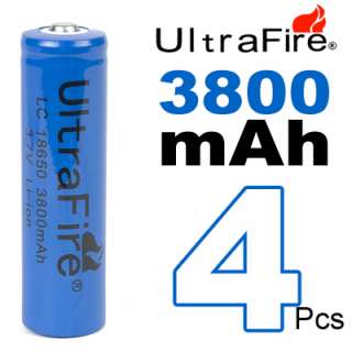 4x 18650 ULTRAFIRE Li ion 3800mAh 3.7V Rechargeable Battery for LED 