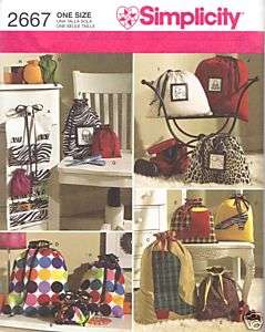 Simplicity Pattern 2667 Draw String Gift Jewelry Bags +  