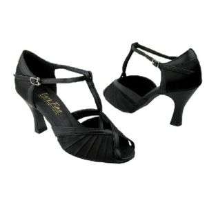 2707 Black Satin Latin Dance Shoes heel 2.5 Sz 8  