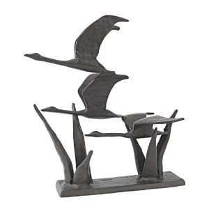 Flock of Geese Bird in Flight 3 D Cast Iron Statue Sculpture Accent 