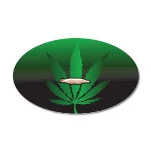   Oval Wall Vinyl Sticker Marijuana Joint and Leaf 