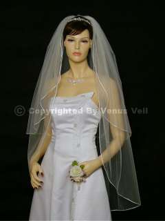 2T White Wedding Bridal Waltz Rattail Tiara Veil  
