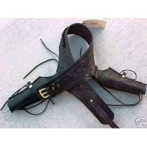 NEW Black Genuine Leather Double Western Holster Cowboy Rig 44 45 LC 