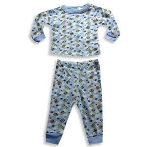 Mon Petit   Infant Boys Long Sleeve Sports Pajamas, Light Blue, White 