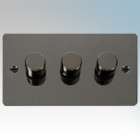 black nickel flat plate 3 gang dimmer light switch