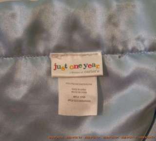 Carters Just One Year Blue Minky Dot Satin Baby Blanket  