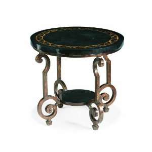  Round End Table by Bernhardt   Black Stone & Textured 