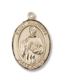 Gold Filled St. Placidus Medal Saint Protector Patron  