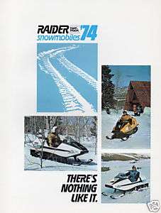 1974 RAIDER TWIN TRACK SNOWMOBILE SALES BROCHURE MINT  