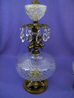 Pair Vintage Victorian Prism Cherub Mid Retro Stiffel Era Murano Glass 