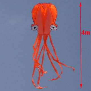 4m Orange Octopus Soft Kite free fly line K031A  