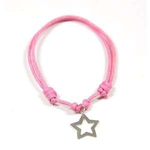   Girls 925 Silver Pink Cord Bracelet With Star: Jo For Girls: Jewelry
