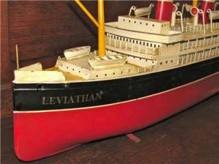   BING OCEAN LINER LEVIATHAN STEAM SHIP MARKLIN CARETTE 32inch TIN BOAT