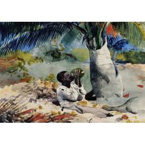  Oil Painting Under the Coco Palm Winslow Homer Hand 